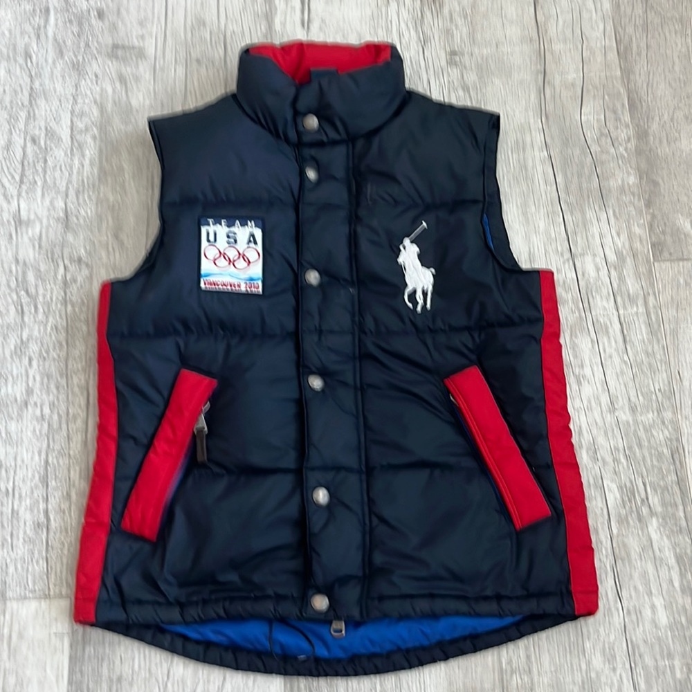 VINTAGE POLO RALPH LAUREN 2010 VANCOUVER WINTER OLYMPICS TEAM USA PUFFER VEST S
